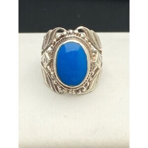 Sterling Silver Turquoise Blue Stone Ring Size 5